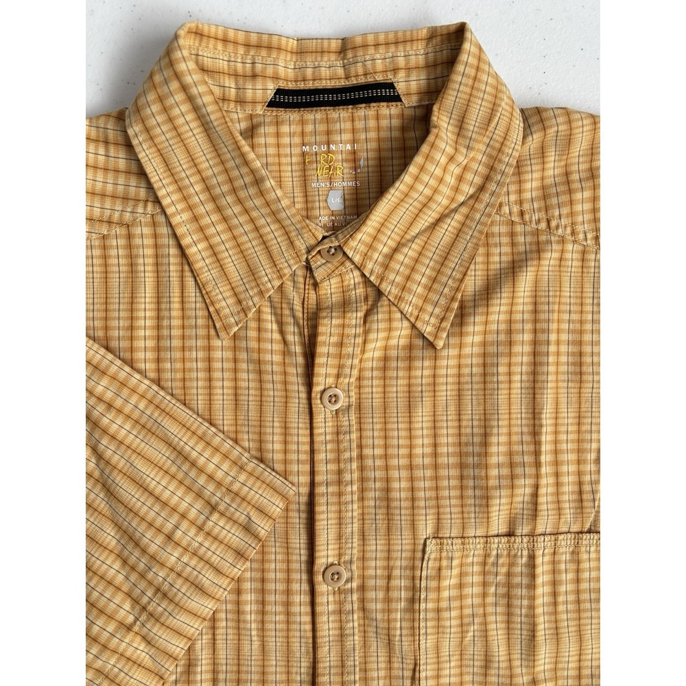 Mountain Hardwear Men's Large Yellow Plaid Short Sleeve‎ Button Up Shirt